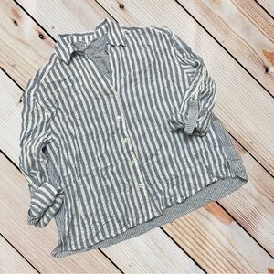 NWT Jane and Delancey L blue/white button down